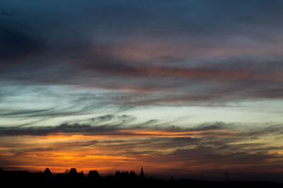 Scenic view of dramatic sky during sunset