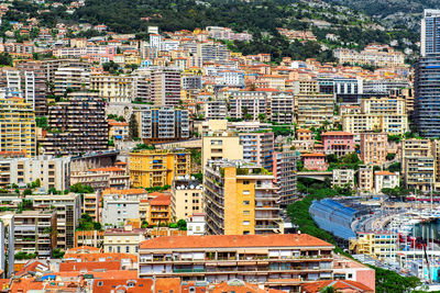 High angle view of buildings