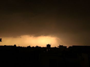 Silhouette of buildings against sky during sunset