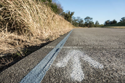 Surface level of road against sky