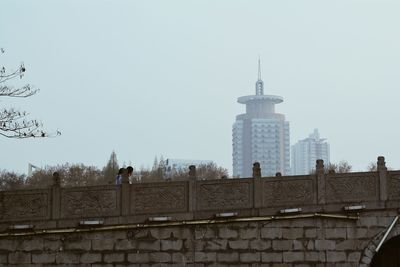 Low angle view of building against clear sky