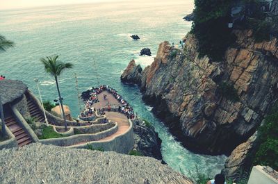 View of sea from top of cliff