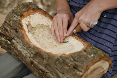 Close-up of person preparing food