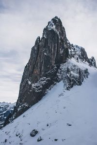 Scenic view of snow covered mountain against sky