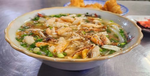 Close-up of food in bowl on table