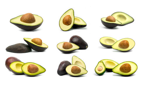 High angle view of fruits against white background