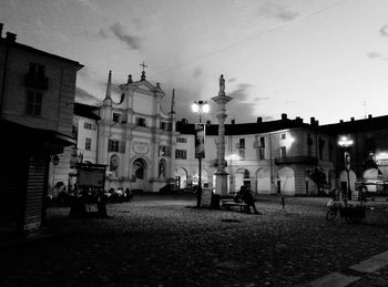 View of city at night