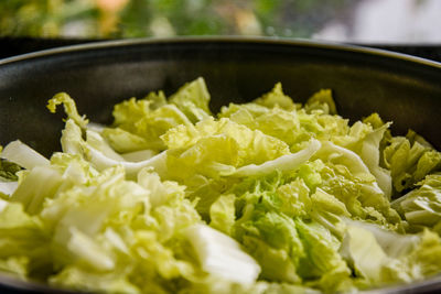 Close-up of chopped vegetables in bowl