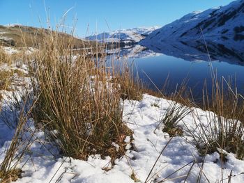 Scenic view of frozen lake against sky