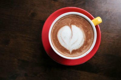 High angle view of coffee on table