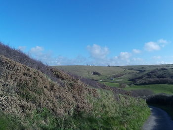 Road passing through field