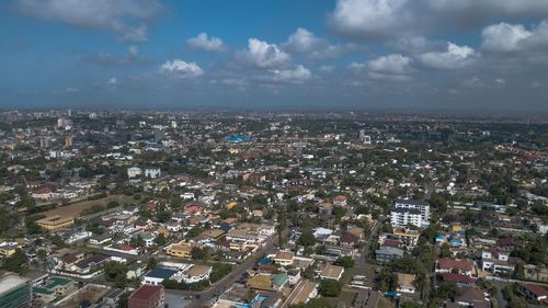 High angle view of townscape against sky