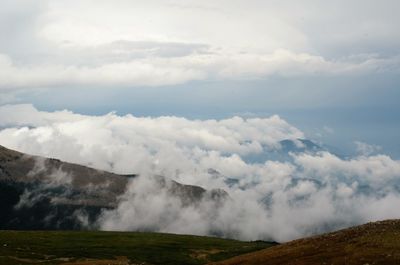 View of clouds over landscape