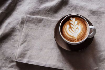 High angle view of coffee on table