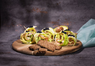 Close-up of food on table