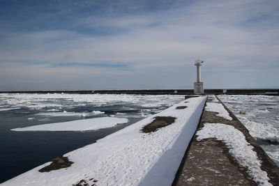 Scenic view of frozen sea against sky