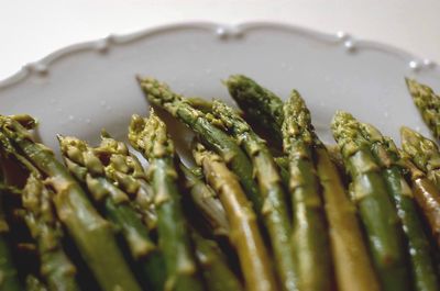 Close-up of asparagus in plate