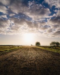Scenic view of field against sky at sunset
