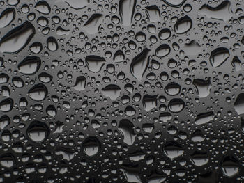 Full frame shot of raindrops on glass