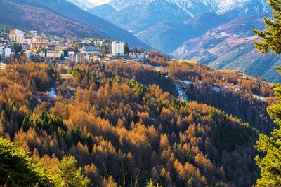 Scenic view of mountains during autumn