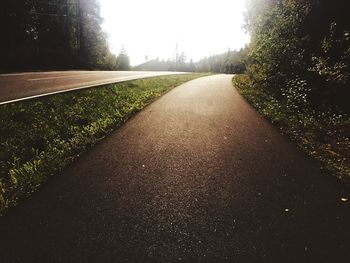 Empty road along trees