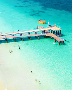 High angle view of people on beach