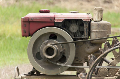 Close-up of abandoned car