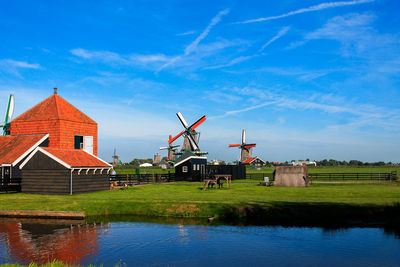 Traditional windmill against blue sky