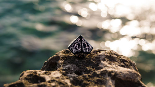 Close-up of rock on sea shore