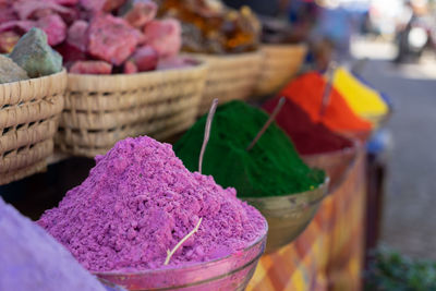 Close-up of multi colored vegetables for sale in market