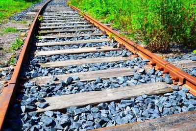 High angle view of railroad tracks