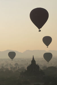 Hot air balloon flying in sky