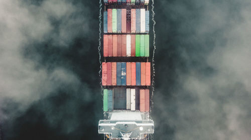 Aerial view of freight transportation on sea