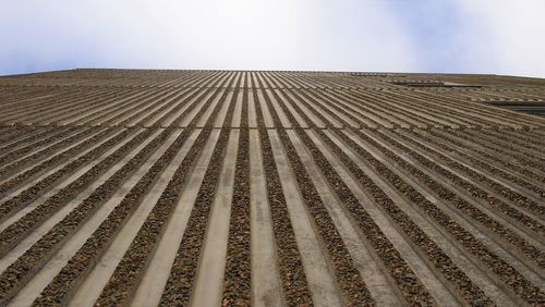 Low angle view of roof against sky