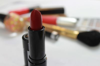 Close-up of red lipstick