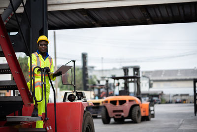 Man working at bus