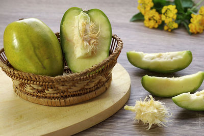 Close-up of fruits on table