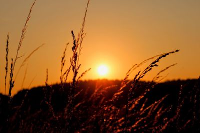 Silhouette landscape against sky during sunset