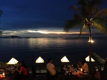 Scenic view of sea against sky at sunset