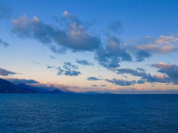 Scenic view of sea against sky at sunset