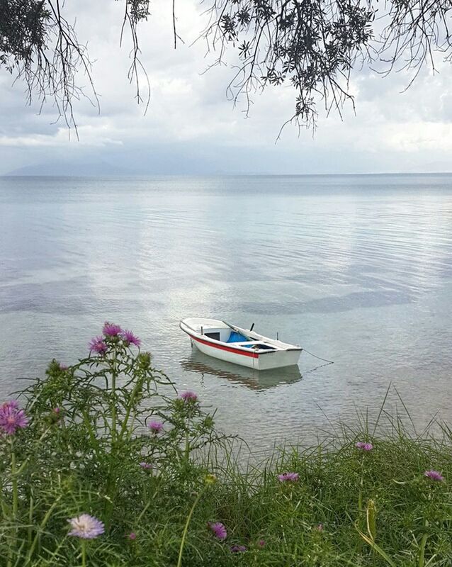 water, sea, horizon over water, sky, nautical vessel, tranquil scene, tranquility, boat, beauty in nature, transportation, scenics, nature, mode of transport, beach, tree, growth, shore, cloud - sky, idyllic, plant