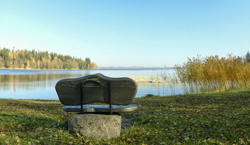 Bench by lake