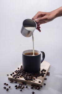 Close-up of coffee cup on table