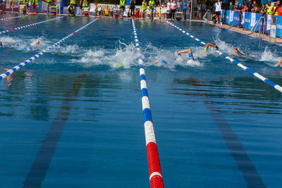 High angle view of swimming pool