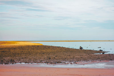 Scenic view of beach against sky