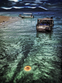 Boat sailing in sea