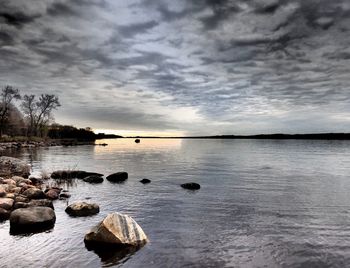 Scenic view of sea against cloudy sky