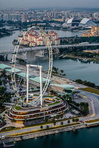 High angle view of bridge over river in city