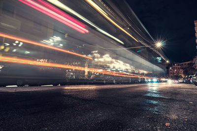 Light trails on city street at night