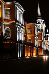 Illuminated street light at night